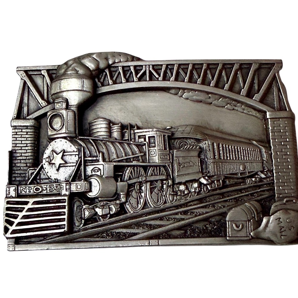Bergamot Brass Works Steam Train Locomotive Belt Buckle U-41 USA Mail  1983‎